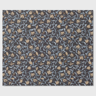 Papel De Presente Artes e Artesanatos Florais ouros