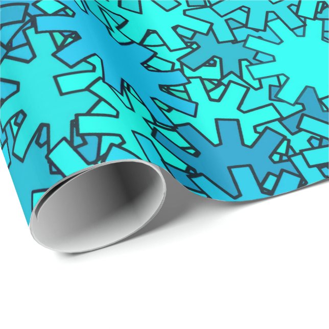 Papel De Presente Artes Geométricas Modernas, Azul-Mar e Turquesa (Ponta do rolo)