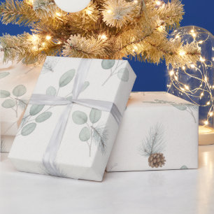 Papel De Presente Artesanal Inverno Botânico Natal Elegante