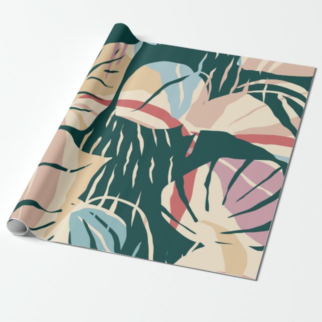Papel De Presente Artistic seamless pattern with abstract leaves. Mo (Desenrolado)