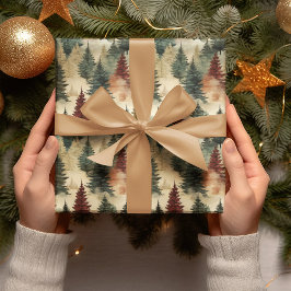 Papel De Presente Árvore Árvore Árvore Árvore de Natal Aquarela Árvo