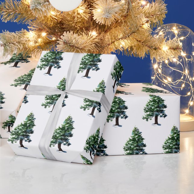 Papel De Presente Árvore com padrão de Natal de férias neve (Feriados)