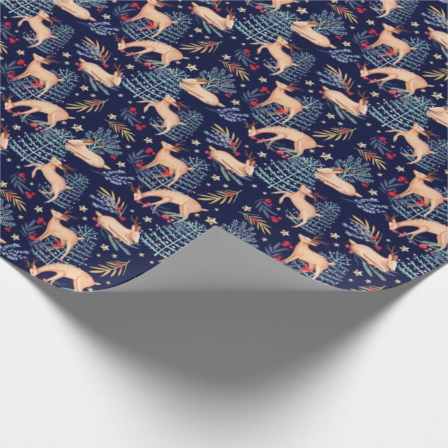 Papel De Presente Árvore da meia-noite da rena & de Natal da (Ponta)