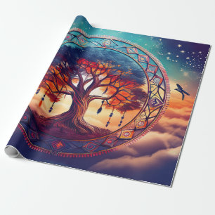 Papel De Presente Árvore da Vida de Dreamcatcher, Explosão Espiritua