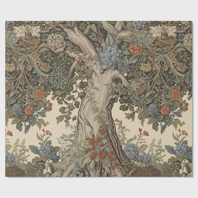 Papel De Presente Árvore da Vida de William Morris Pré-Rafaelita Vin (Aberto)