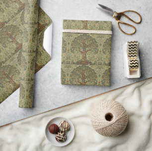 Papel De Presente Árvore da Vida de William Morris Vintage Pré-Rafae