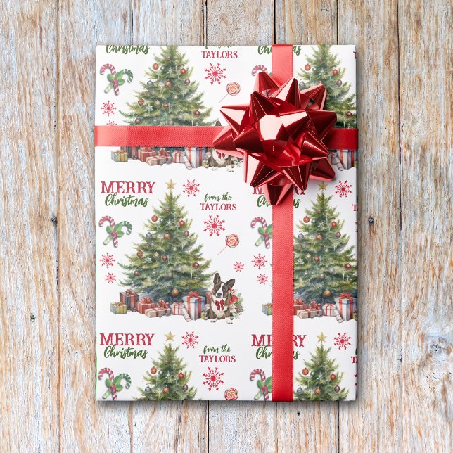 Papel De Presente Árvore de Férias de Cães do Arco Vermelho Cardigan (Criador carregado)