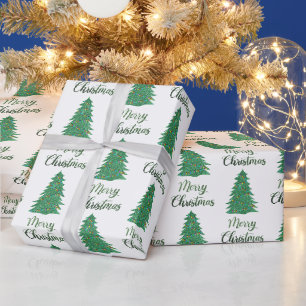Papel De Presente Árvore de natal alegre - brilho verde