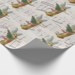 Papel De Presente Árvore de Natal Anjo Antiquado Papel Vitoriano