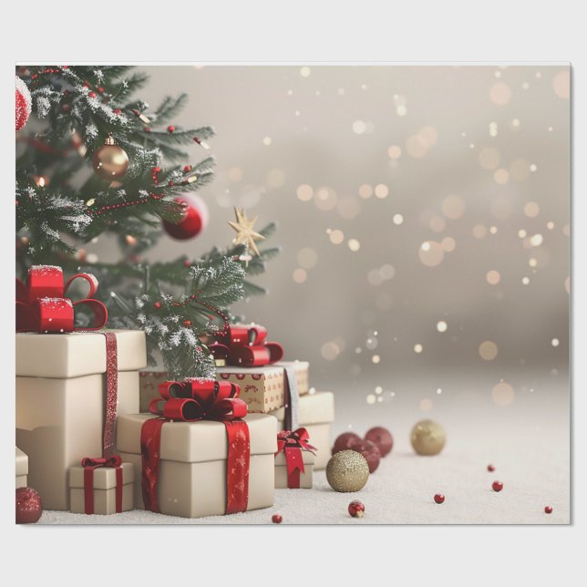 Papel De Presente Árvore de Natal Apresenta Bokeh (Aberto)