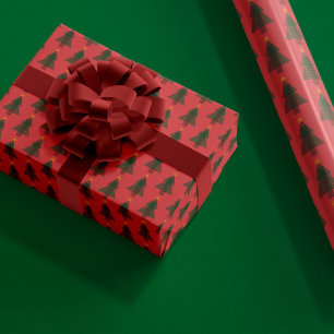 Papel De Presente Árvore de Natal Art Déco