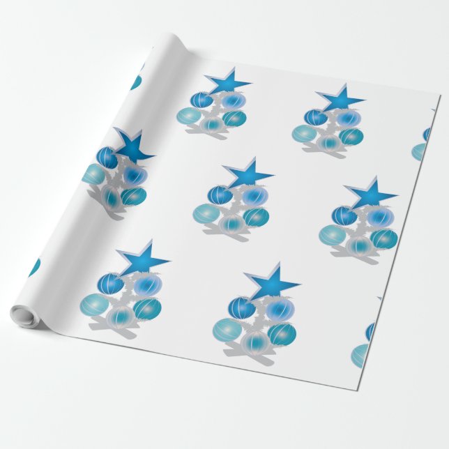 Papel De Presente Árvore de Natal azul (Desenrolado)