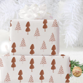 Papel De Presente Árvore de Natal Boho Caprichosa Neutra