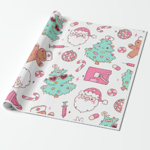 Papel De Presente Árvore de Natal Boneco de Neve Festa de Natal I