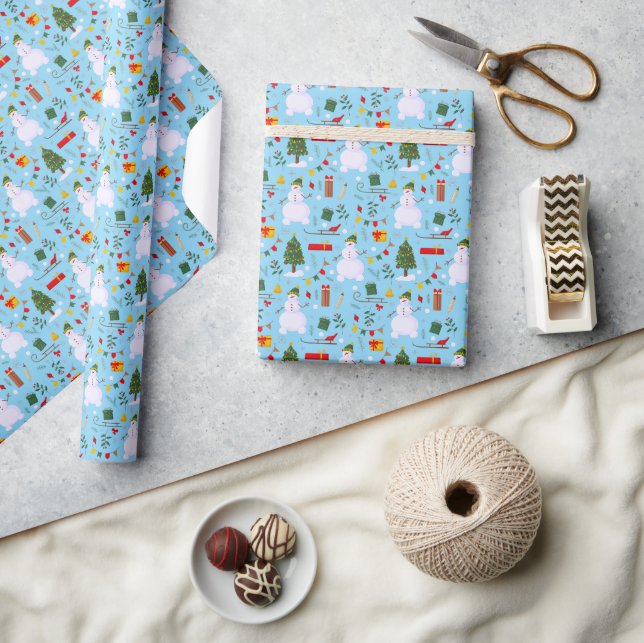 Papel De Presente Árvore de Natal Boneco de Neve Trenó Presentes Sin (Artesanato)