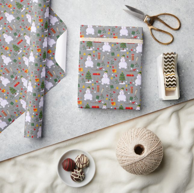 Papel De Presente Árvore de Natal Boneco de Neve Trenó Presentes Sin (Artesanato)