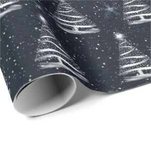 Papel De Presente árvore de natal branca