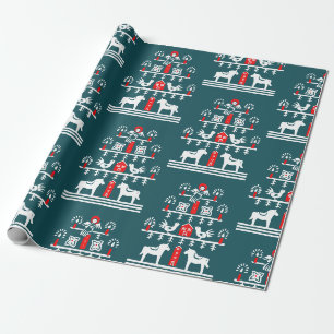 Papel De Presente Árvore de Natal branca branca, azul-escandi, festi