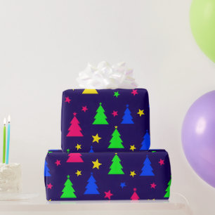 Papel De Presente Árvore de Natal Brilhante Padrão Personalizado Fes