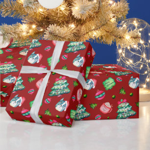 Papel De Presente Árvore de Natal, Cachorro, Enfeites, Chocolate Que