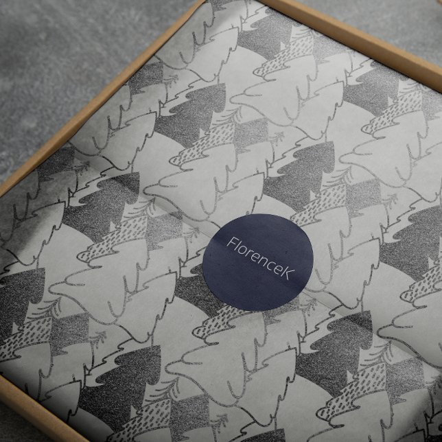 Papel De Presente Árvore de Natal Cinza de Prata Branca de Neve Made (Christmas Tree White Snow Silver Gray Glitter Wood Wrapping Paper)