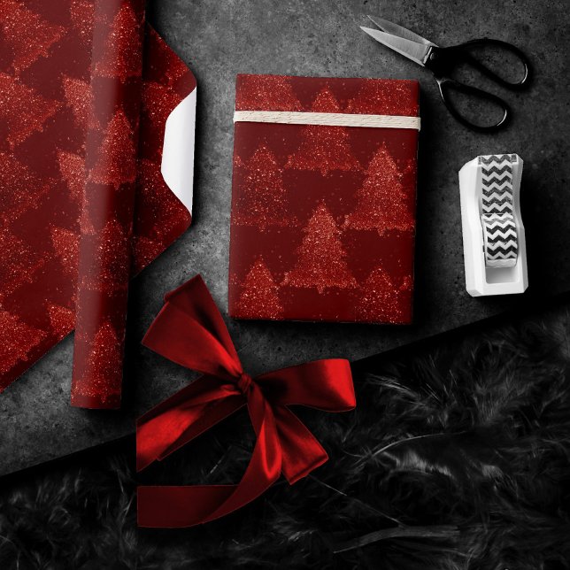 Papel De Presente Árvore de Natal Clássica | Vermelho De Crimson Ric (Criador carregado)