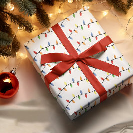 Papel De Presente Árvore de Natal Colorida com Luzes de Festa Artíst