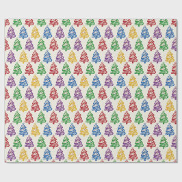 Papel De Presente Árvore de Natal Colorida Natal
