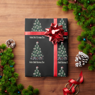 Papel De Presente Árvore de Natal com Caveira Gótica   Alternativa A