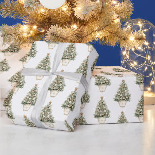 Papel De Presente Árvore de Natal com Enfeite Creme