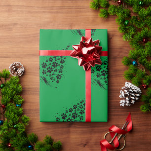 Papel De Presente Árvore de Natal com Pegada de Pata de Amante de Ca
