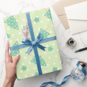 Papel De Presente Árvore de Natal da Bolinhas Verde