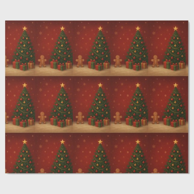 Papel De Presente Árvore de Natal de biscoito de gengibre (Aberto)