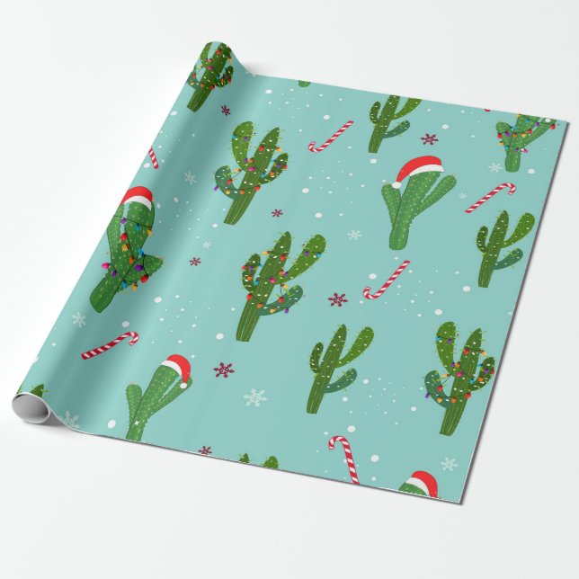 Papel De Presente Árvore de Natal de cacto (Desenrolado)