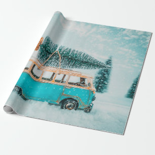 Papel De Presente Árvore de natal de carregando de carro antigo min