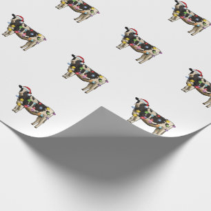 Papel De Presente Árvore de Natal de gado vaca natalina fazenda fest