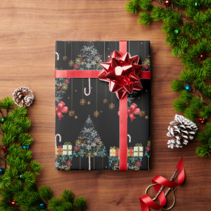 Papel De Presente Árvore de Natal de Luxo Papai Noel & Cana de Açúca