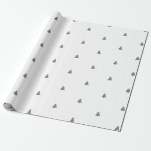 Papel De Presente Árvore de Natal de metal prateado em fundo branco