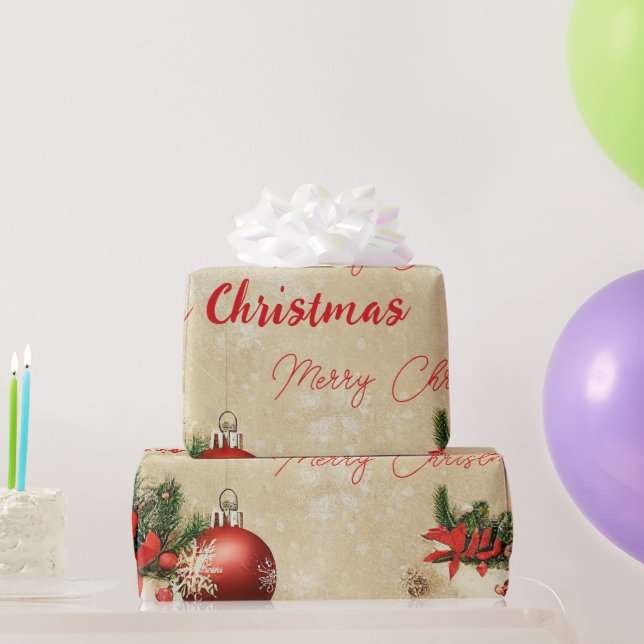 Papel De Presente Árvore de Natal de Pinheiro Alegre Natal Bolas de  (Presentes para festas)