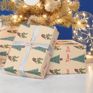 Papel De Presente árvore de natal decorada robin ivy sai sazonal