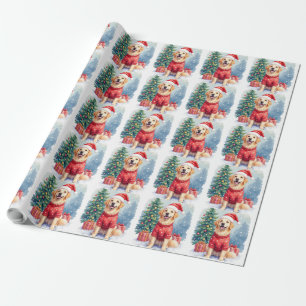 Papel De Presente Árvore de Natal do Cachorro de Água Colorida Quent
