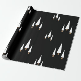 Papel De Presente Árvore de Natal do Moderno Black Farmhouse