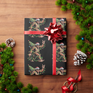 Papel De Presente Árvore de Natal do Papai Noel Pé Grande Luzes de N