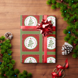 Papel De Presente Árvore de Natal e fundo vermelho