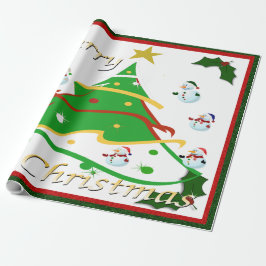 Papel De Presente Árvore de Natal e Neves -