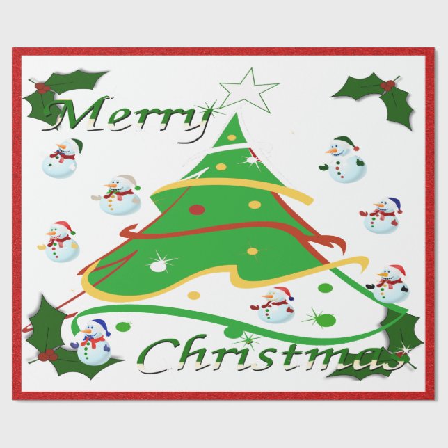 Papel De Presente Árvore de Natal e Neves - (Aberto)