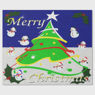 Papel De Presente Árvore de Natal e Neves -