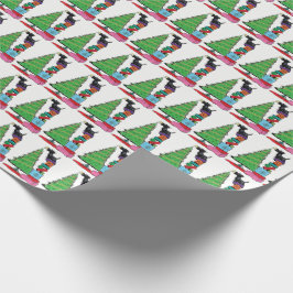 Papel De Presente Árvore de Natal e papel de envolvimento de Terrier