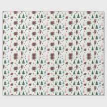 Árvore de Natal e Poinsettia em Aquarela Elegante