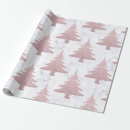 Papel De Presente Árvore de Natal Elegante Dourada Glitter e Marble